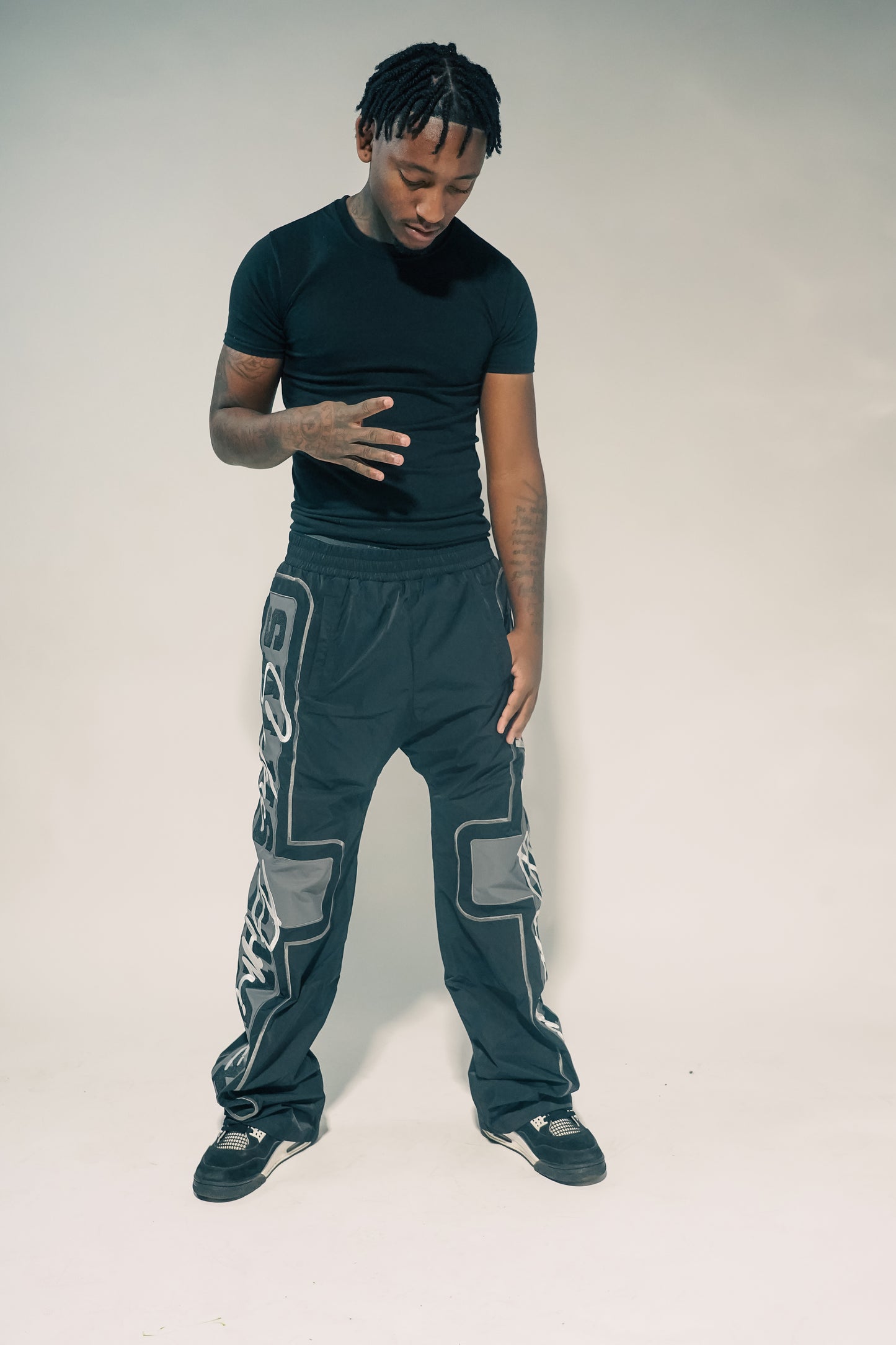 BRAND BLACK Nylon Track Pants